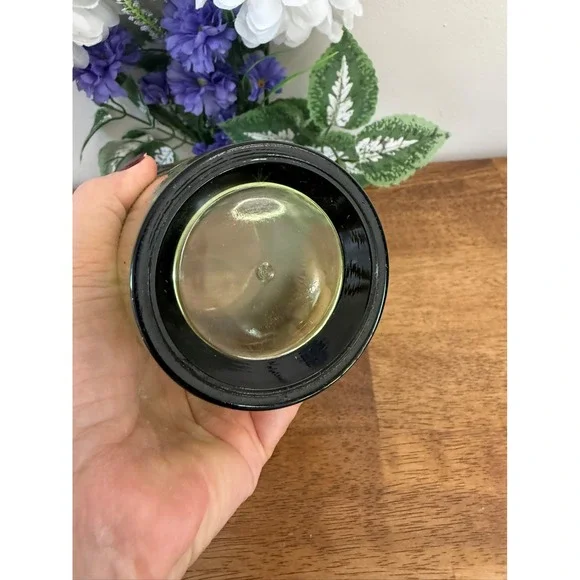 Vintage Olive‎ Green Ribbed Glass Vase – Flared Ruffled Rim Mid-Century Style - Picture 7 of 7